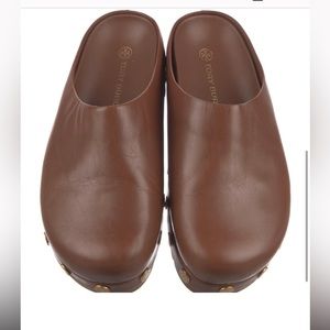 RARE Tory Burch Gold Coin Mule in Brown